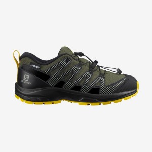 Kids' Salomon XA PRO V8 CLIMASALOMON™ WATERPROOF Hiking Shoes Olive | IN3587BEX