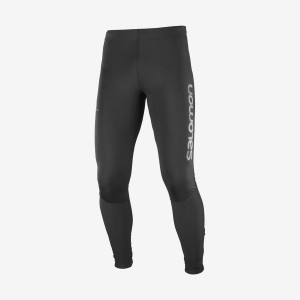 Men's Salomon AGILE LONG Pants Black | IN2432DFM