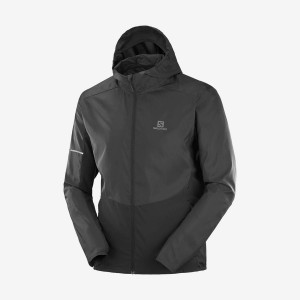 Men's Salomon AGILE WIND WINDBREAKERS Jackets Black | IN2357HAP