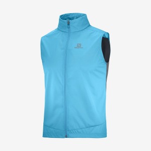 Men's Salomon BONATTI AERO HYBRID Jackets Blue | IN2334AHK