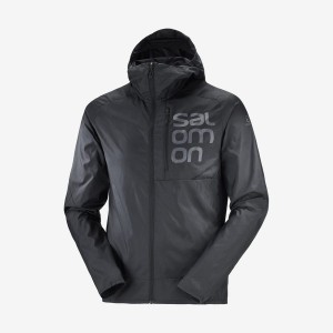 Men's Salomon BONATTI CROSS WIND WINDBREAKERS Jackets Black | IN2361ZUT