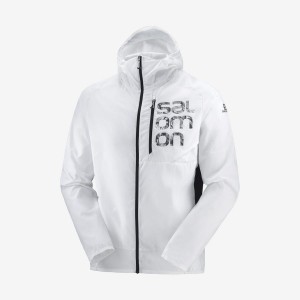 Men's Salomon BONATTI CROSS WIND WINDBREAKERS Jackets White | IN2362XYU