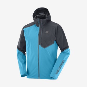 Men's Salomon BONATTI TRAIL WATERPROOF Jackets Blue | IN2347BEX