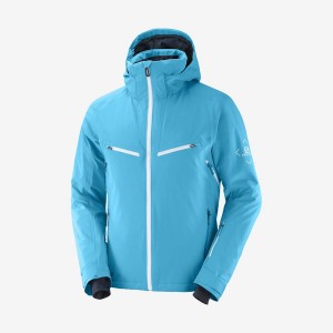 Men's Salomon BRILLIANT Ski Jackets Blue | IN2300RVD