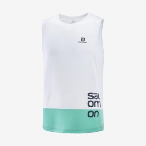 Men's Salomon CROSS RUN GRAPHIC T Shirts White | IN2390VRW