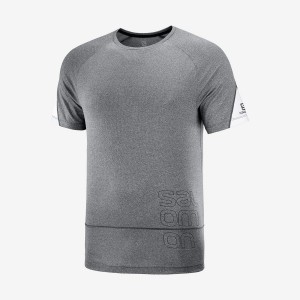 Men's Salomon CROSS RUN GRAPHIC T Shirts Grey | IN2401ILH