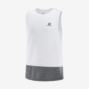 Men's Salomon CROSS RUN T Shirts White | IN2391BEX