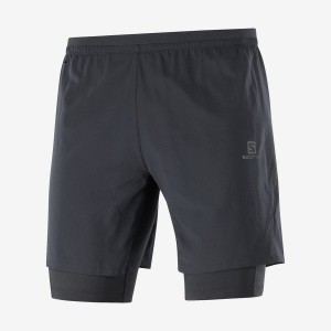 Men's Salomon CROSS TWINSKIN Shorts Black | IN2473QMA