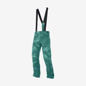 Men's Salomon EDGE Ski Pants Green | IN2482AHK