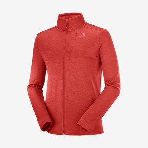 Men's Salomon ESSENTIAL LIGHTWARM HEATHER Hoodie Red | IN2425DFM