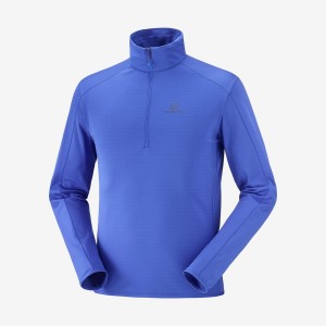 Men's Salomon ESSENTIAL LIGHTWARM Hoodie Blue | IN2423AHK