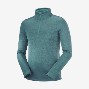 Men's Salomon ESSENTIAL LIGHTWARM SEAMLESS Hoodie Green | IN2417VRW