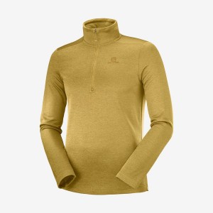 Men's Salomon ESSENTIAL LIGHTWARM SEAMLESS Hoodie Yellow | IN2420MQZ