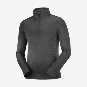 Men's Salomon ESSENTIAL LIGHTWARM SEAMLESS Hoodie Black | IN2421QMA