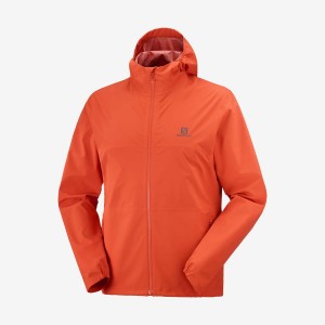 Men's Salomon ESSENTIAL WATERPROOF 2.5L Jackets Orange | IN2338GSO