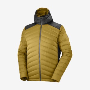 Men's Salomon ESSENTIAL XWARM DOWN INSULATED Jackets Yellow | IN2322MQZ