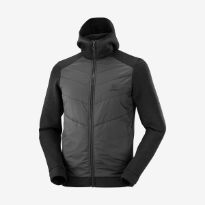 Men's Salomon ESSENTIAL XWARM HYBRID Hoodie Grey | IN2409GSO