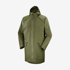 Men's Salomon OUTLIFE LONG PACKABLE WINDBREAKERS Jackets Green | IN2356GSO