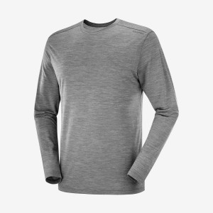 Men's Salomon OUTLIFE MERINO BLEND T Shirts Grey | IN2382GSO