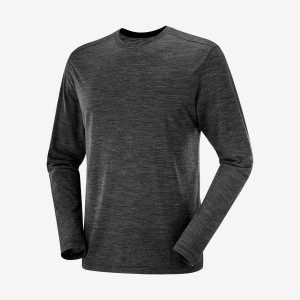 Men's Salomon OUTLIFE MERINO BLEND T Shirts Black | IN2383HAP