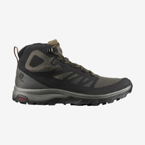 Men's Salomon OUTLINE MID GORE-TEX Hiking Shoes Olive / Black | IN2028HAP