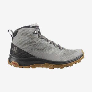 Men's Salomon OUTLINE MID GORE-TEX Hiking Shoes Grey / Black | IN2029JPQ