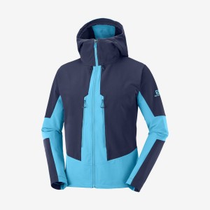 Men's Salomon OUTPEAK SOFTSHELL Jackets Blue | IN2368QMA