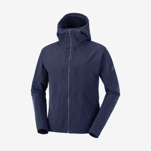 Men's Salomon OUTPEAK SOFTSHELL Jackets Navy | IN2369WNB