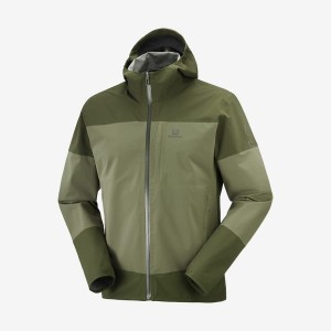 Men's Salomon OUTRACK WATERPROOF 2.5L Jackets Olive | IN2345CTV