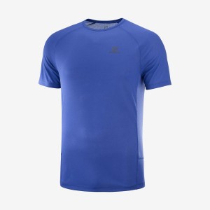 Men's Salomon PROMO CROSS REBEL T Shirts Blue | IN2385KOR