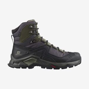 Men's Salomon QUEST ELEMENT GORE-TEX Hiking Shoes Black / Olive | IN2076LIS