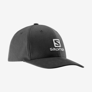 Men's Salomon SALOMON LOGO Hats Black | IN2639SGL