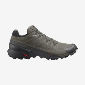 Men's Salomon SPEEDCROSS 5 WIDE Trail Running Shoes Olive | IN2102LIS