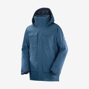 Men's Salomon STANCE CARGO Ski Jackets Blue | IN2297QMA