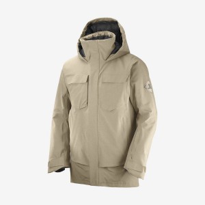 Men's Salomon STANCE CARGO Ski Jackets Brown | IN2294BEX