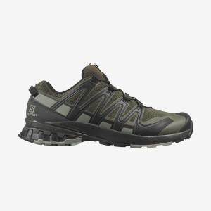 Men's Salomon XA PRO 3D V8 WIDE Hiking Shoes Black / Olive | IN2010BEX