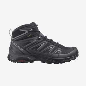 Men's Salomon X ULTRA 3 WIDE MID GORE-TEX Hiking Shoes Grey / Black | IN2030KOR