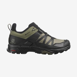 Men's Salomon X ULTRA 4 WIDE GORE-TEX Hiking Shoes Olive / Black | IN2073HAP