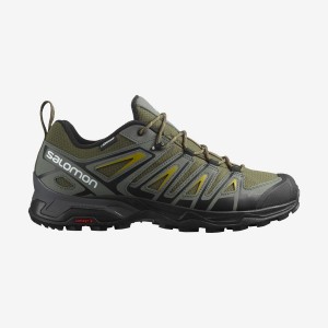 Men's Salomon X ULTRA PIONEER CLIMASALOMON™ WATERPROOF Hiking Shoes Olive / Black | IN2070DFM