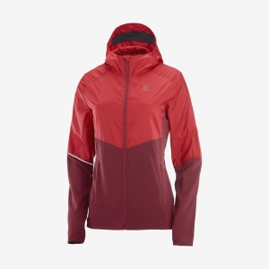 Women's Salomon AGILE WIND WINDBREAKERS Jackets Red | IN3165KOR