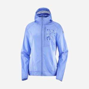 Women's Salomon BONATTI CROSS WIND WINDBREAKERS Jackets Blue | IN3162GSO