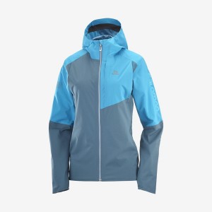 Women's Salomon BONATTI TRAIL WATERPROOF Jackets Blue | IN3131PJJ