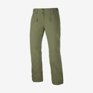 Women's Salomon EDGE Ski Pants Olive | IN3302BEX