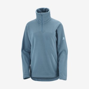 Women's Salomon ESSENTIAL COSY FLEECE Hoodie Blue | IN3107SGL