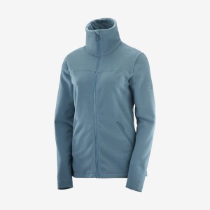 Women's Salomon ESSENTIAL COSY FLEECE Hoodie Blue | IN3111HAP