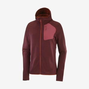 Women's Salomon ESSENTIAL LIGHTWARM HOODED Hoodie Red | IN3120NWY