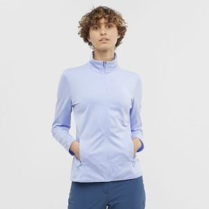 Women's Salomon ESSENTIAL LIGHTWARM Hoodie Blue | IN3090ZUT