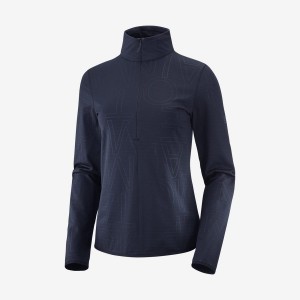 Women's Salomon ESSENTIAL LIGHTWARM Hoodie Navy / Blue | IN3099AHK