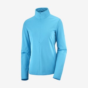 Women's Salomon ESSENTIAL LIGHTWARM Hoodie Blue | IN3100SGL