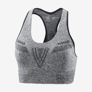 Women's Salomon ESSENTIAL MOVE ON SEAMLESS Sports Bra Grey | IN3224NWY